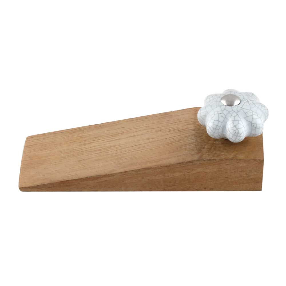 Steel Grey Ceramic Crackle Wooden Door Stopper